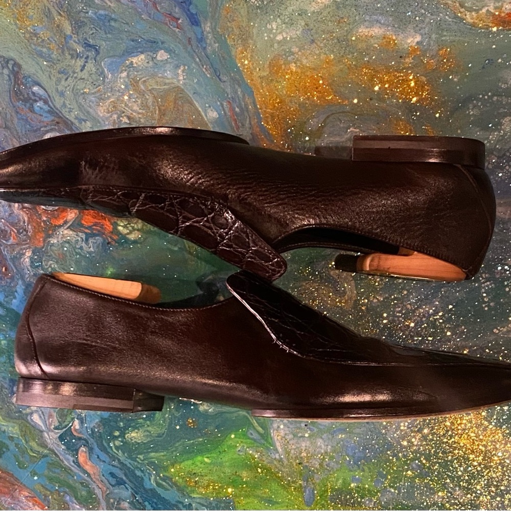 Vintage classic GUCCI Brown Slip-On Loafers with Exotic Texture GUCCI BAG S 10 - Picture 3 of 13
